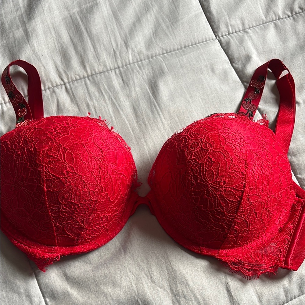 Elegant Red Lace Bra